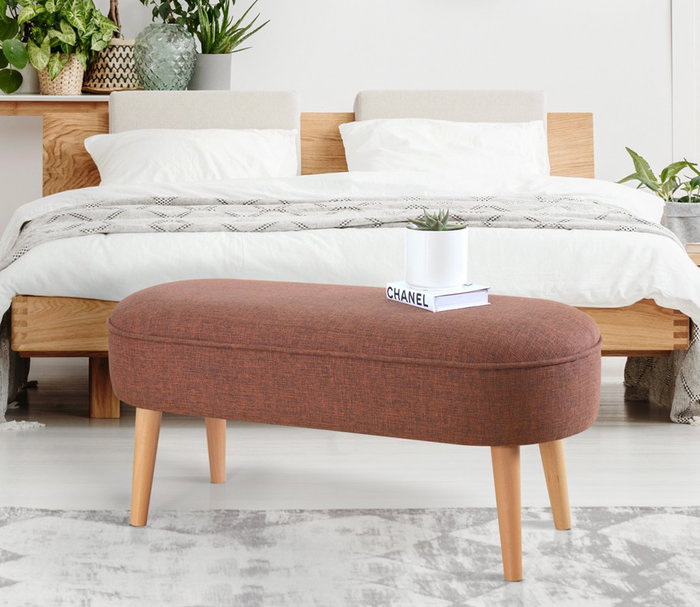 Atelier Del Sofa Puf de Lino Rojo Claret